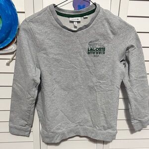 Lacoste Heather Gray Crewneck with Green Logo